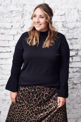 Ulla Popken pullover met rijgsluiting - Grote Maten