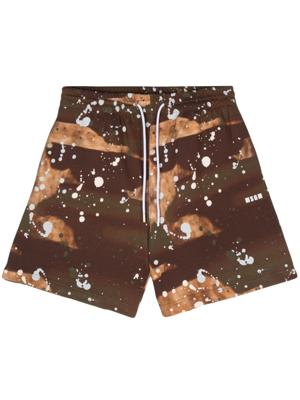 MSGM Trainingsshorts met camouflageprint - Bruin