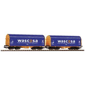 Piko H0 58396 H0 2-delige set schuifplankenwagen Wascosa van de SBB