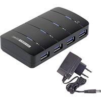 Renkforce USB 3.2 Gen 1-hub 4 poorten Met status-LED's Zwart