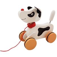 Trekfiguur hond met kwispelstaart wit zwart