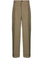 Gucci check-pattern pleat-detailing trousers - Marron - thumbnail