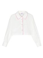 Chiara Ferragni Kids chemise crop à logo brodé - Blanc