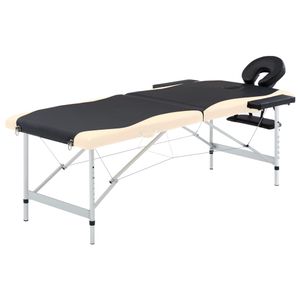 VidaXL Massagetafel inklapbaar 2 zones aluminium zwart en beige