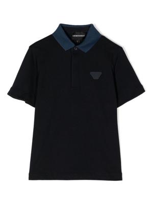 Emporio Armani Kids Poloshirt met logopatch - Blauw