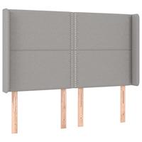 vidaXL Hoofdbord met randen 147x16x118/128 cm stof lichtgrijs, hoofdeinde, houten hoofdeinde, bedonderdeel, houten hoofdbord, slaapkamermeubel