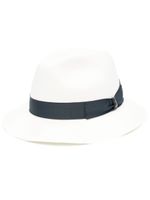 Borsalino chapeau en paille tressée à ruban - Blanc