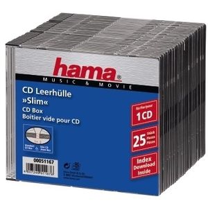 Hama 00051167 CD-hoes slim 1 CD/DVD/Blu-Ray Transparant, Zwart Polystereen 25 stuk(s)