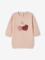 Jurk van fleece met siermotief baby roze (poederkleur)