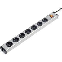 Ehmann 0601x00072031 Stekkerdoos met schakelaar, 7-voudig aluminium geaard contact, 1 st.