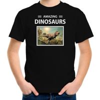 T-rex dinosaurus t-shirt met dieren foto amazing dinosaurs zwart voor kinderen