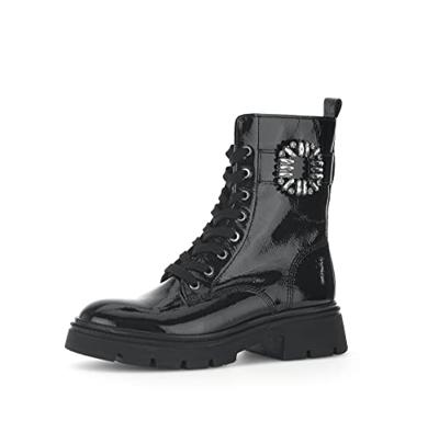 Gabor Dames Combat Boots, vrouwen enkellaarzen, uitneembaar voetbed, Best Fitting, Zwart 97, 35 EU