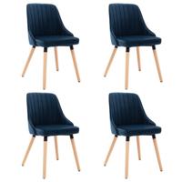 Vidaxl Eetkamerstoelen 4 St Fluweel Blauw