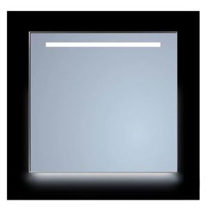 Spiegel Sanicare Q-Mirrors 100x70 cm Vierkant Met Aan De Bovenkant & Onderzijde LED Cold White, Omlijsting Aluminium incl. ophangmateriaal Zonder