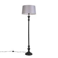 QAZQA Vloerlamp zwart met linnen kap grijs 45 cm - Classico