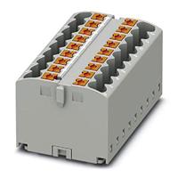 PHOENIX CONTACT PTFIX 18X2,5-G GY verdelerblok, basisklem, 450 V, 24 A, aantal aansluitingen 18, doorsnede 0,14 mm²-4 mm², AWG 26-12, breedte 46,9 mm, hoogte 22,7 mm, grijs, 8 stuks
