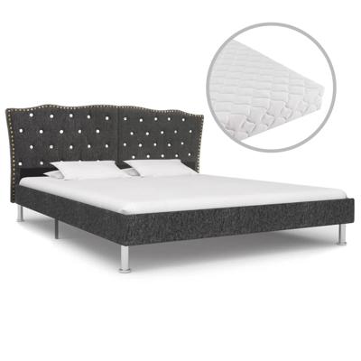 vidaXL Bed met matras stof donkergrijs 160x200 cm