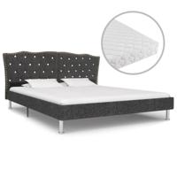 vidaXL Bed met matras stof donkergrijs 160x200 cm