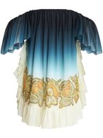 ETRO robe en soie à imprimé cachemire - Bleu