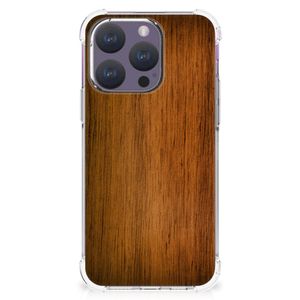 iPhone 15 Pro Stevig Telefoonhoesje Donker Hout