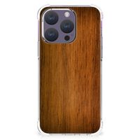 iPhone 15 Pro Stevig Telefoonhoesje Donker Hout - thumbnail