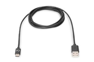 Digitus USB-kabel USB 3.2 Gen1 (USB 3.0 / USB 3.1 Gen1) USB-A stekker, USB-C stekker 1.00 m Zwart Rond, Stekker past op beide manieren, Afgeschermd (dubbel)