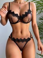 Lace Mesh Perspective Three-point Sexy Lingerie Two-piece