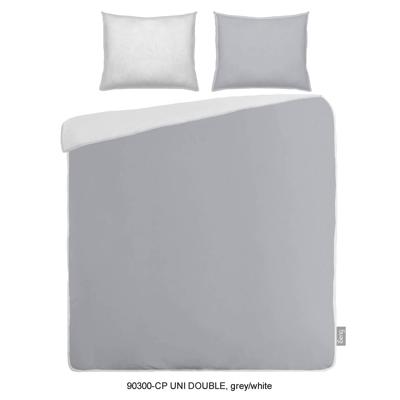 Dekbedovertrek Uni Percale Katoen - Lightgrijs/wit Maat:240x220cm