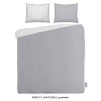 Dekbedovertrek Uni Percale Katoen - Lightgrijs/wit Maat:240x220cm