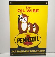 Pennzoil Be Oil-Wise Logo Emaille Bord - thumbnail