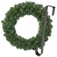 Kerstkrans 35 cm - groen - met zwarte hanger/ophanghaak - kerstversiering - thumbnail