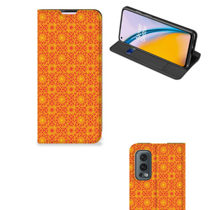 OnePlus Nord 2 5G Hoesje met Magneet Batik Oranje