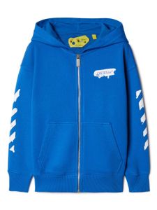 Off-White Kids hoodie en coton à imprimé graphique - Bleu