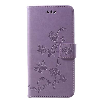 Shop4 - iPhone Xr Hoesje - Wallet Case Bloemen Vlinder Paars