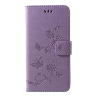 Shop4 - iPhone Xr Hoesje - Wallet Case Bloemen Vlinder Paars