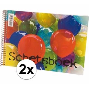 2x stuks Schetsboeken tekenpapier wit papier A4