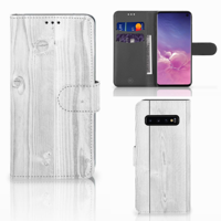 Samsung Galaxy S10 Book Style Case White Wood