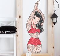 Pinup meisje met tattoos sticker - thumbnail