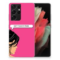 Samsung Galaxy S21 Ultra Silicone-hoesje Woman Don't Touch My Phone - thumbnail