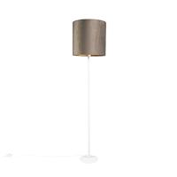 QAZQA - Modern Voerlamp wit met taupe kap en gouden binnenkant 40 cm - Simplo | Woonkamer | Slaapkamer | Keuken - Metaal Langwerpig - E27 Geschikt voor LED - Max. 1 x 60 Watt