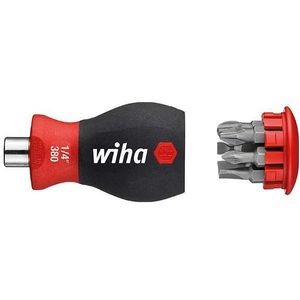 Wiha Schroevendraaier Stubby, 1/4", met bitmagazijn magnetisch schroevendraaier incl. 6 Bits