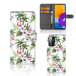 Samsung Galaxy M52 Telefoonhoesje met Pasjes Flamingo Palms