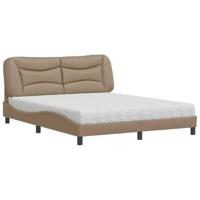 vidaXL Bed met matras kunstleer cappuccinokleurig 160x200 cm