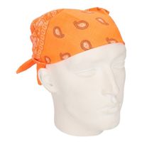 Neon oranje zakdoek bandana 53 x 53 cm - thumbnail