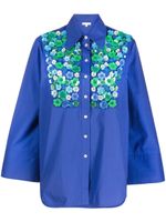 P.A.R.O.S.H. blouse à fleurs appliquées - Bleu - thumbnail