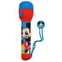 Disney Mickey Mouse kinder zaklamp/leeslamp - blauw/rood - kunststof - 16 x 4 cm   - - thumbnail