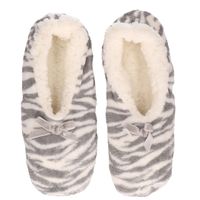 Zebra strepen ballerinas pantoffels/sloffen grijs voor dames/vrouwen - thumbnail