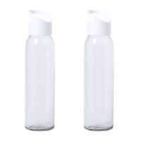 2x Stuks glazen waterfles/drinkfles transparant met schroefdop met wit handvat 470 ml