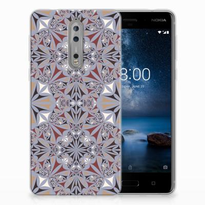 Nokia 8 TPU Siliconen Hoesje Flower Tiles Nokia 8 TPU Siliconen Hoesje Flower Tiles