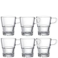 LEONARDO HOME Mok Senso 014649, set van 6, 250 ml, koffiemok, met handvat, stapelbaar, magnetronbestendig
